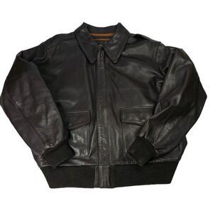 Alpha Industries Men Genuine Leather Bomber Jacket USA Air Force Flight Size 2XL